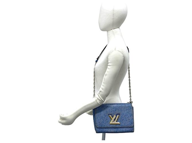 Borsa a tracolla con catena Louis Vuitton Twist MM in pelle Epi Denim Blu - vista 2