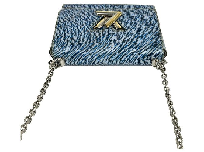 Borsa a tracolla con catena Louis Vuitton Twist MM in pelle Epi Denim Blu - vista 4