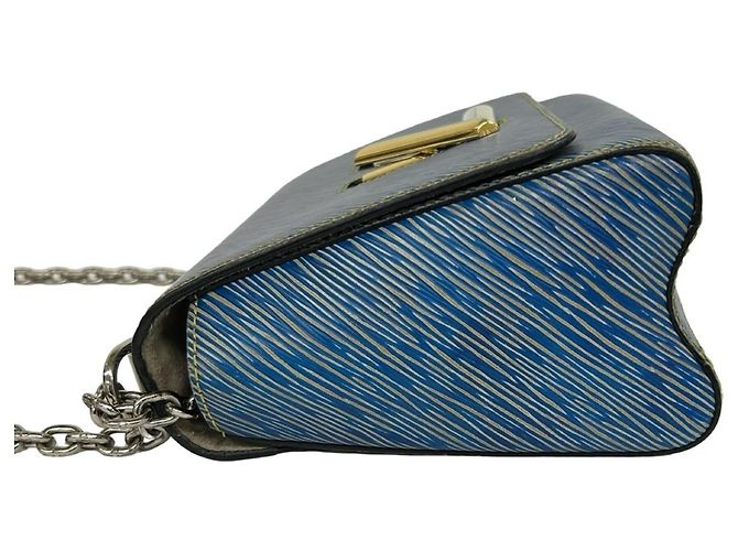 Borsa a tracolla con catena Louis Vuitton Twist MM in pelle Epi Denim Blu - vista 5