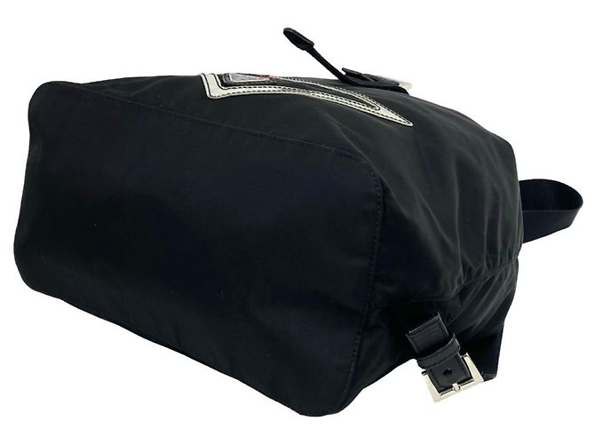 Prada Triangle Logo Hardware Nylon Leather Backpack Black - view 8