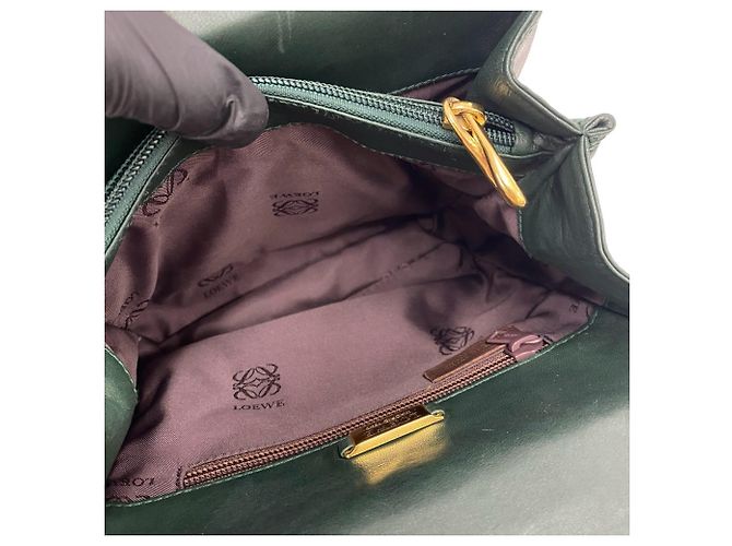 Mini Tote Bag Loewe Vintage Anagram Logo Verde - vista 9