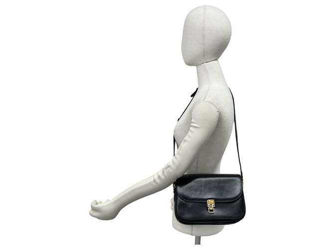 Céline Celine Vintage Schultertasche aus Leder in Schwarz - Ansicht 2