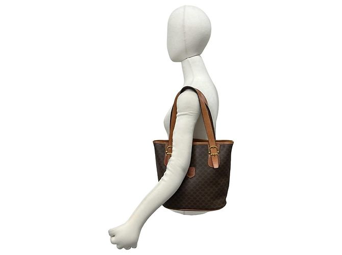 Edge Céline Celine Vintage Macadam Blazon Leder Tote Bag Braun - Ansicht 2