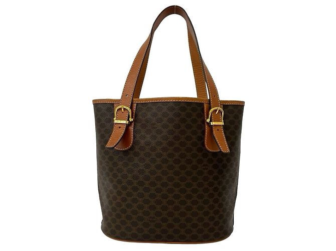 Edge Céline Celine Vintage Macadam Blazon Leder Tote Bag Braun - Ansicht 3