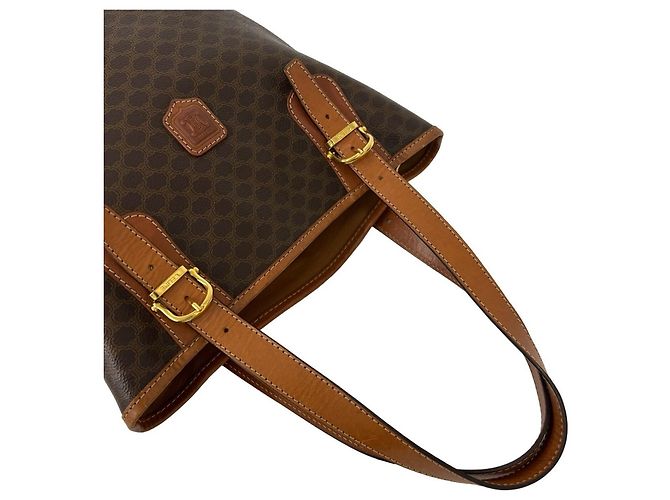 Edge Céline Celine Vintage Macadam Blazon Leder Tote Bag Braun - Ansicht 4