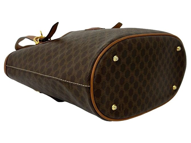 Edge Céline Celine Vintage Macadam Blazon Leder Tote Bag Braun - Ansicht 7