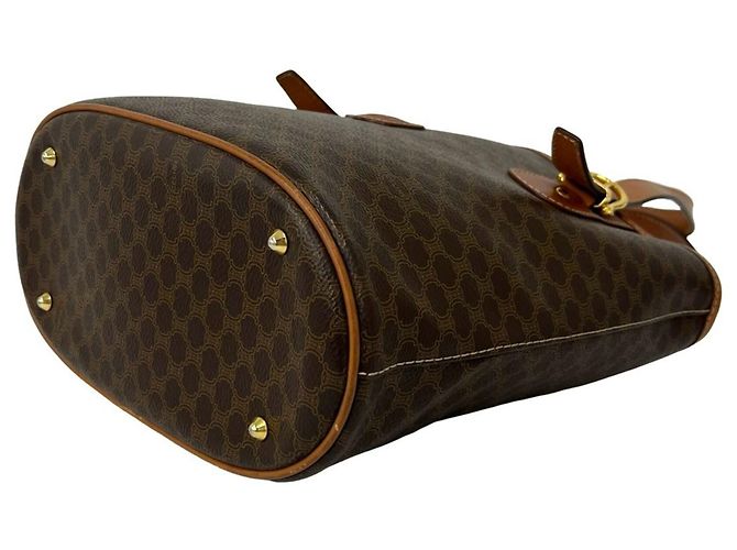 Edge Céline Celine Vintage Macadam Blazon Leder Tote Bag Braun - Ansicht 8