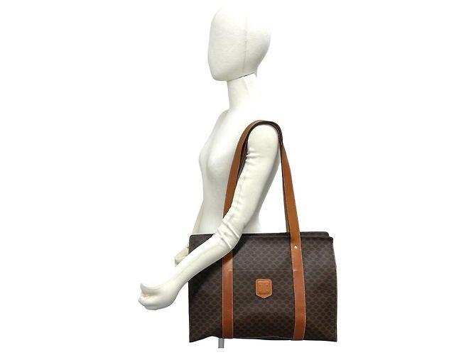 Céline Borsa Tote CELINE Vintage Macadam Blazon Pattern Triomphe in pelle Marrone - vista 2