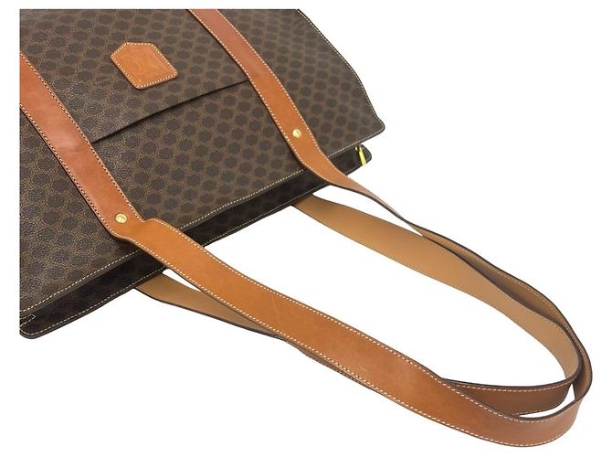 Céline Borsa Tote CELINE Vintage Macadam Blazon Pattern Triomphe in pelle Marrone - vista 4