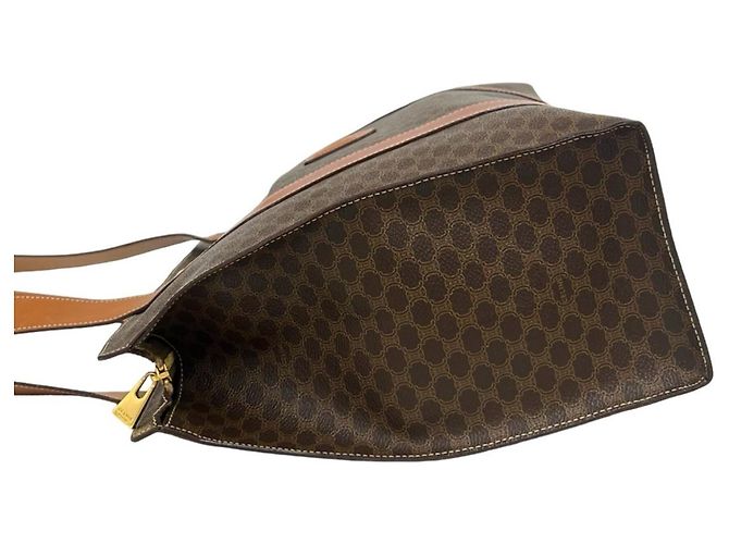 Céline Borsa Tote CELINE Vintage Macadam Blazon Pattern Triomphe in pelle Marrone - vista 5