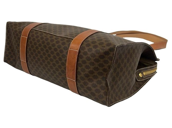 Céline Borsa Tote CELINE Vintage Macadam Blazon Pattern Triomphe in pelle Marrone - vista 8