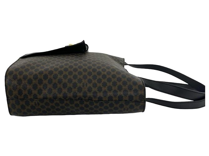 Céline Bolso Tote de cuero Celine Macadam Blazon Triomphe Pattern Castaño Negro - vista 6