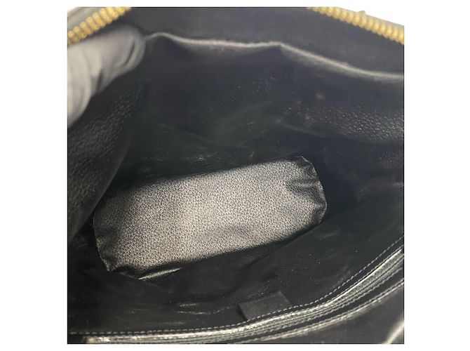 Céline Bolso Tote de cuero Celine Macadam Blazon Triomphe Pattern Castaño Negro - vista 9