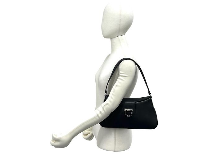 Gancini Borsa in pelle nera Salvatore Ferragamo Nero - vista 2