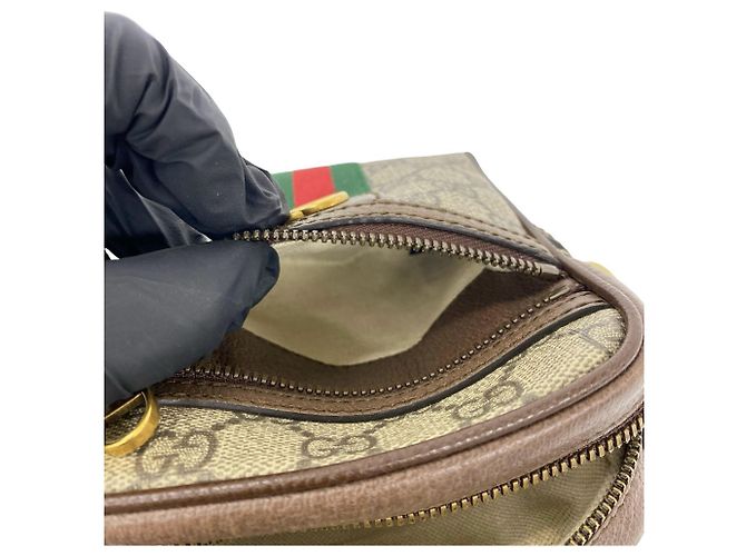 Borsa a tracolla/Pouch in pelle GUCCI Ophidia Sherry Line Marrone Rosso Verde - vista 10