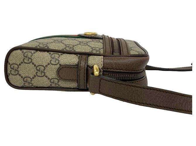Borsa a tracolla/Pouch in pelle GUCCI Ophidia Sherry Line Marrone Rosso Verde - vista 6