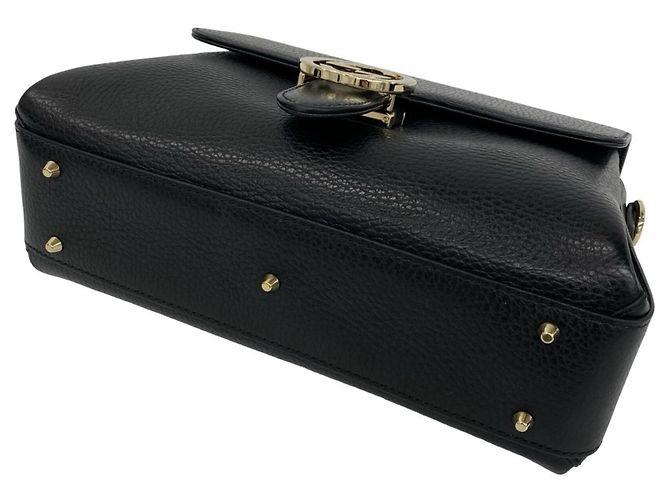 GUCCI Schultertasche aus Leder mit Interlocking G Hardware Schwarz - Ansicht 8