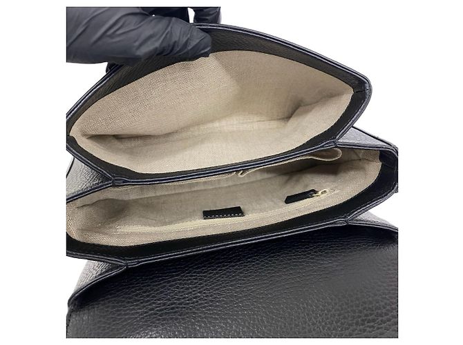 GUCCI Schultertasche aus Leder mit Interlocking G Hardware Schwarz - Ansicht 9