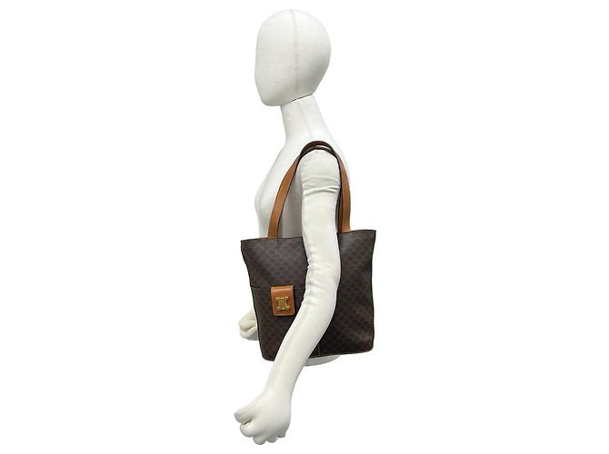 Céline CELINE Vintage Macadam Muster Tote Bag mit Triomphe Logo Braun - Ansicht 2