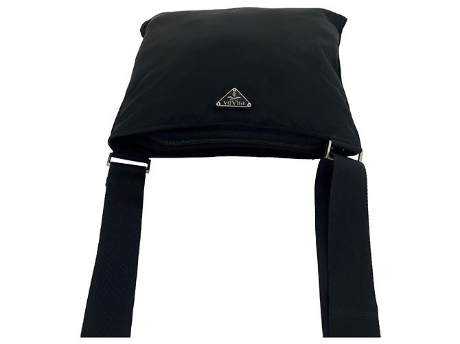 Borsa a tracolla in nylon con logo triangolare Prada Nero - vista 4