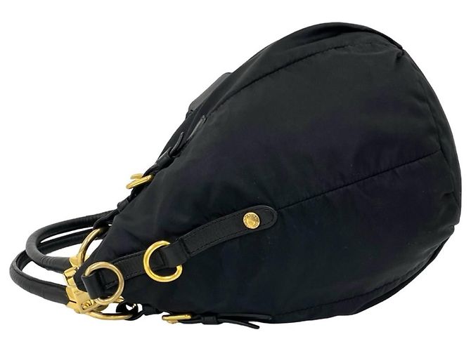 Tote Borsa in nylon Tessuto e pelle con logo Prada Nero - vista 5