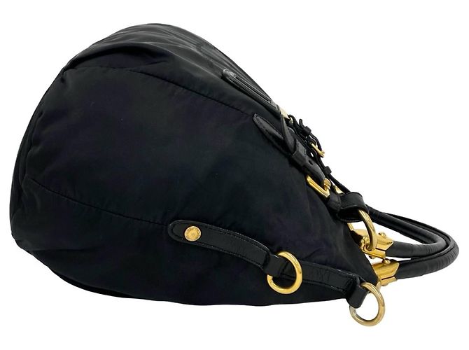 Tote Borsa in nylon Tessuto e pelle con logo Prada Nero - vista 6