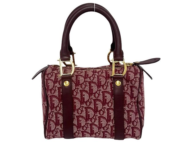 Borsa Mini Boston Christian Dior Rosso Bordò - vista 3