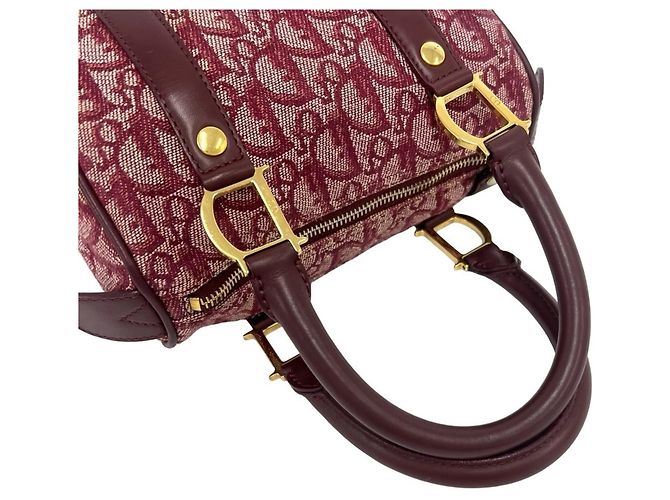 Borsa Mini Boston Christian Dior Rosso Bordò - vista 4