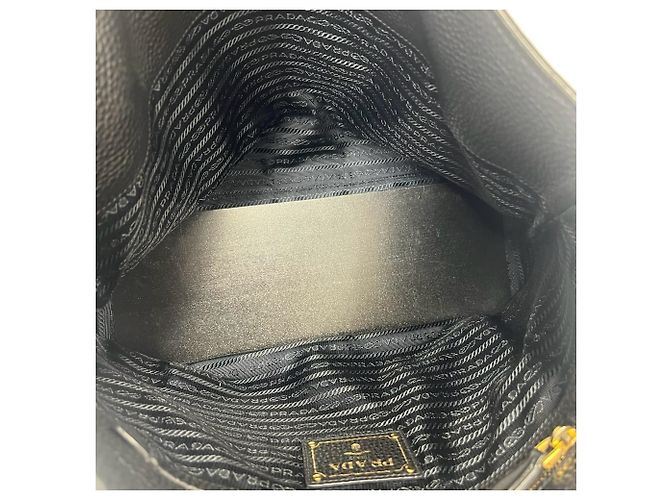 Borsa Tote in pelle con logo impresso Prada Nero - vista 9