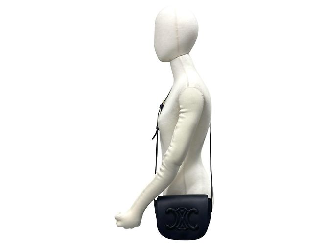 Céline Borsa a tracolla in pelle Celine Folco Triomphe Logo Nero - vista 2
