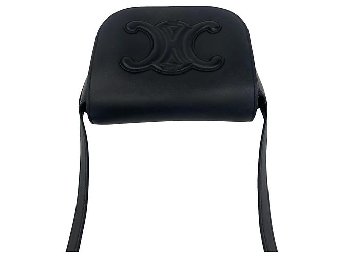 Céline Borsa a tracolla in pelle Celine Folco Triomphe Logo Nero - vista 4