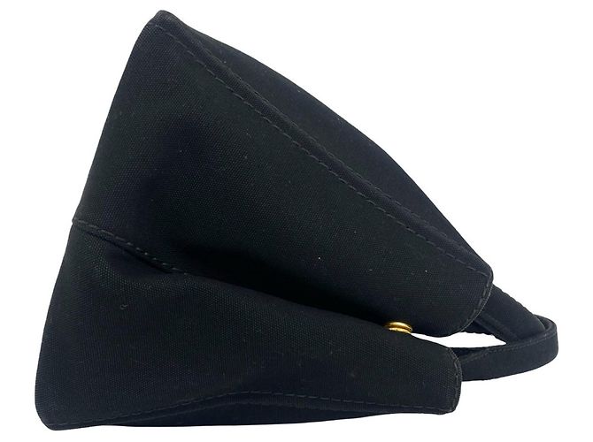 Tote Sac à épaule Prada Canapa en toile avec logo triangle métallique Noir - vue 6