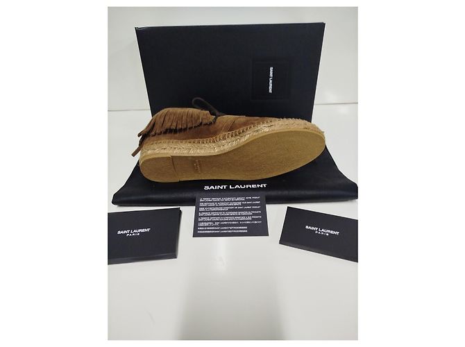 Autre Marque Saint Laurent Botines de ante con flecos marrones Castaño - vista 4