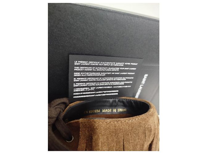 Autre Marque Saint Laurent Botines de ante con flecos marrones Castaño - vista 5
