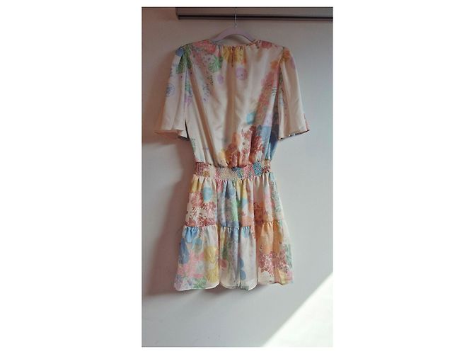 Vanessa Bruno kurzes Blumenprint-Kleid Pink Blau Mehrfarben Beige Grün Orange Gelb - Ansicht 2