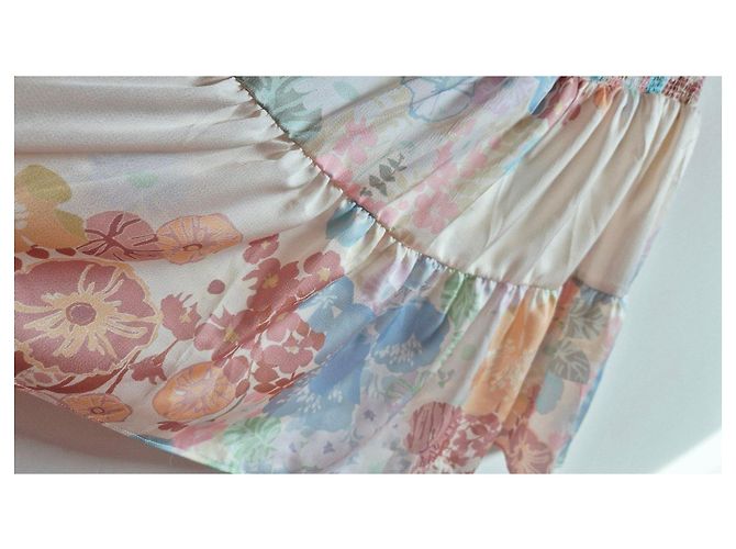 Vanessa Bruno kurzes Blumenprint-Kleid Pink Blau Mehrfarben Beige Grün Orange Gelb - Ansicht 3