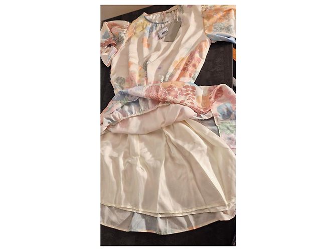 Vanessa Bruno kurzes Blumenprint-Kleid Pink Blau Mehrfarben Beige Grün Orange Gelb - Ansicht 7