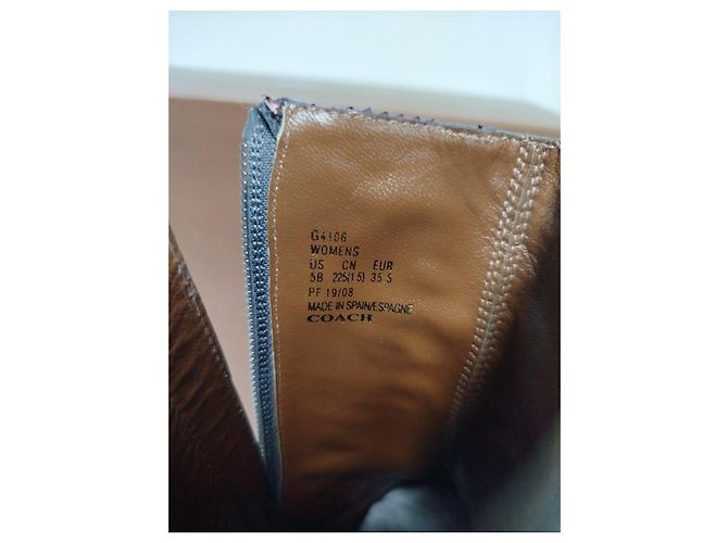 Botines Coach de plataforma y tacón ancho Castaño Negro Metálico - vista 3
