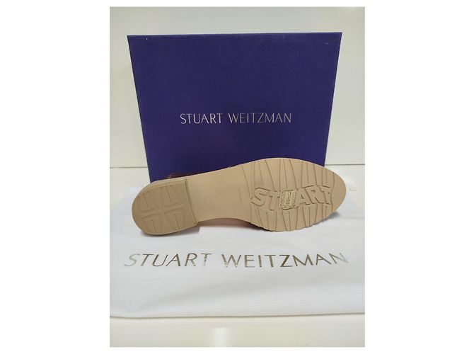 Stuart Weitzman Stivaletti Camoscio e Pelle Metallizzata Cognac Taupe - vista 4