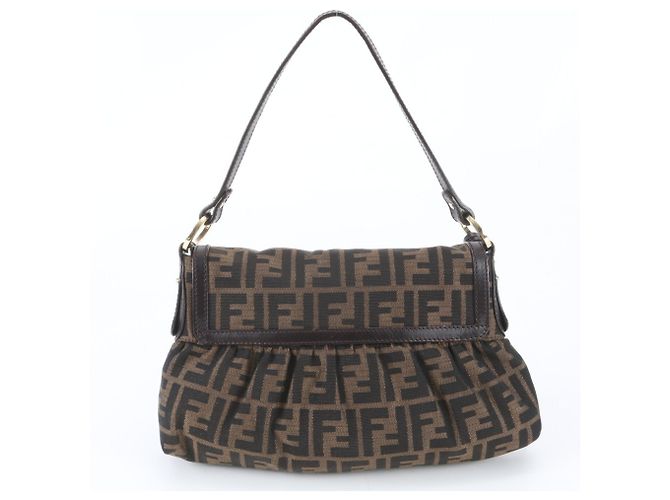 Fendi Zucca 8BR445 Schultertasche aus Leder Braun - Ansicht 3