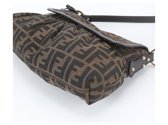 Fendi Zucca 8BR445 Schultertasche aus Leder Braun - Ansicht 4