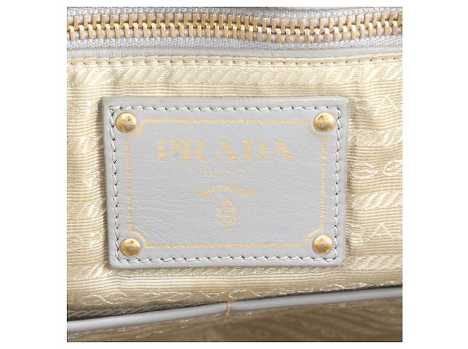 Bolsa de Ombro 2-Way Prada Canapa BN2069 em Denim e Couro Cinza - vista 11