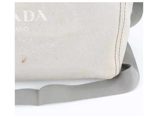 Bolsa de Ombro 2-Way Prada Canapa BN2069 em Denim e Couro Cinza - vista 2