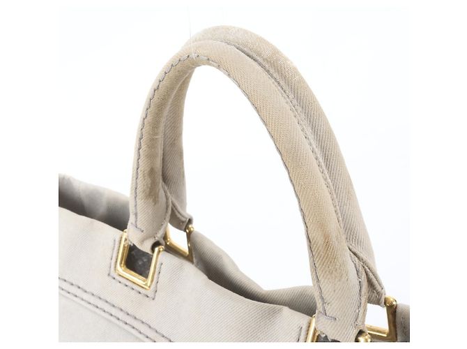 Bolsa de Ombro 2-Way Prada Canapa BN2069 em Denim e Couro Cinza - vista 3