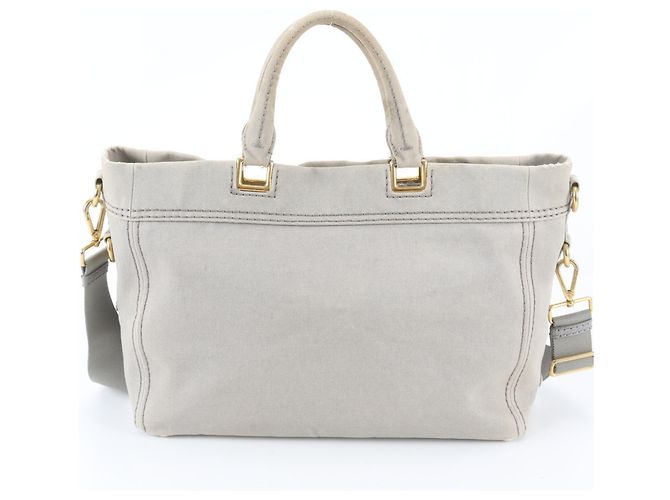 Bolsa de Ombro 2-Way Prada Canapa BN2069 em Denim e Couro Cinza - vista 4