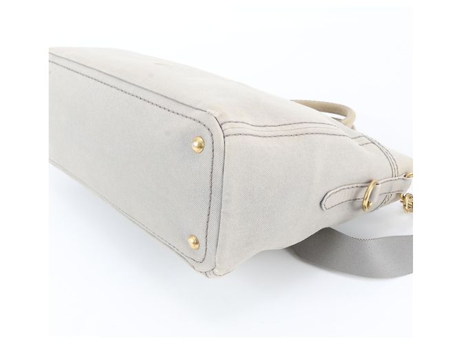 Bolsa de Ombro 2-Way Prada Canapa BN2069 em Denim e Couro Cinza - vista 5