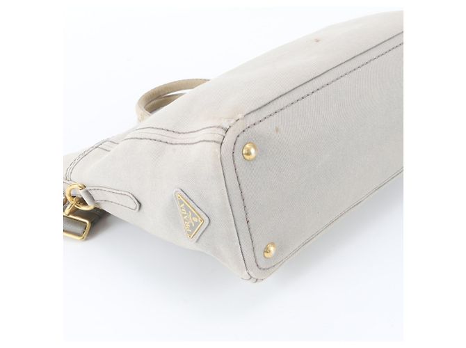 Bolsa de Ombro 2-Way Prada Canapa BN2069 em Denim e Couro Cinza - vista 6