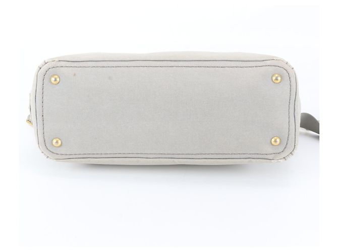 Bolsa de Ombro 2-Way Prada Canapa BN2069 em Denim e Couro Cinza - vista 7