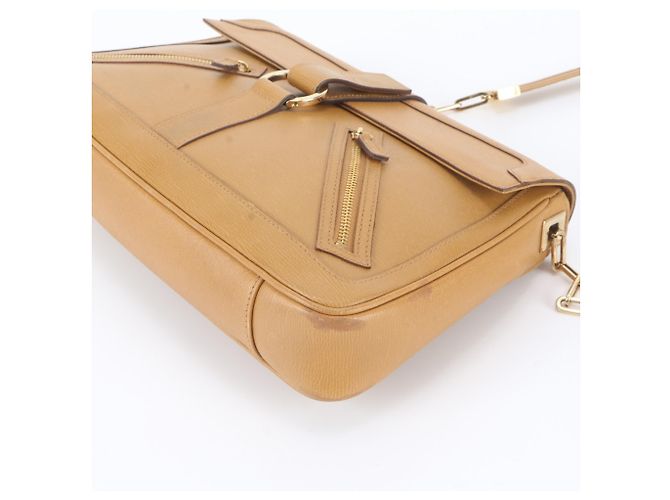 Borsa a tracolla Gucci in pelle marrone con catena - vista 4