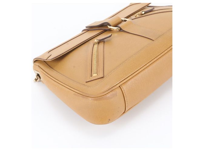 Borsa a tracolla Gucci in pelle marrone con catena - vista 5